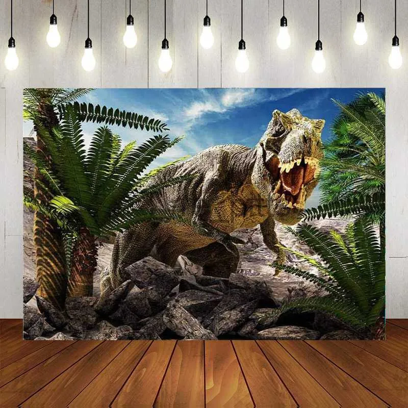 背景素材恐竜トロピカルジャングルワールドハッピーバースデーパーティー写真背景バナー装飾ベビーシャワーx0724