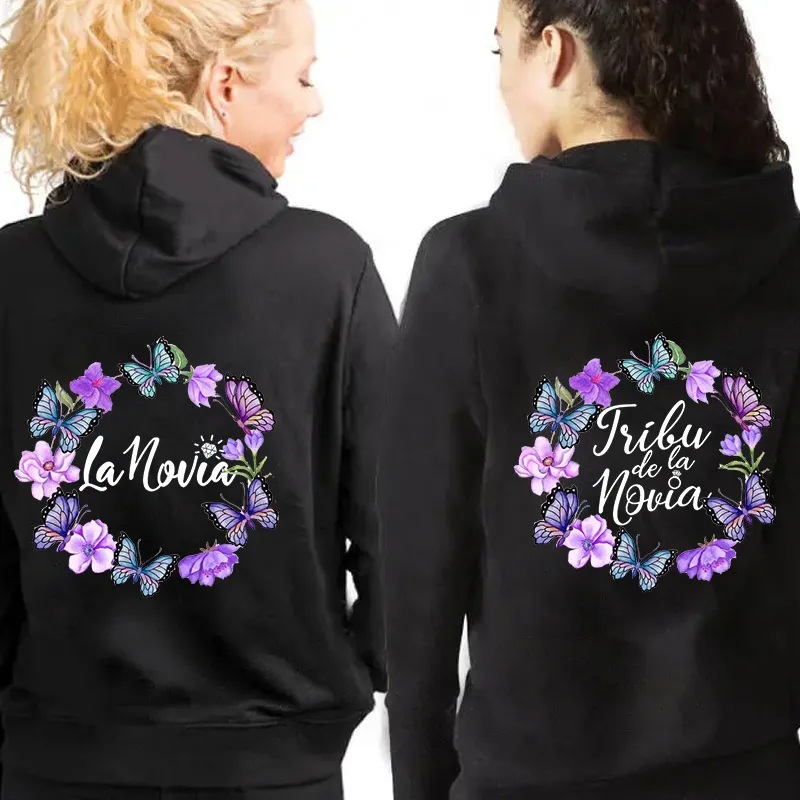 Damen-Kapuzenpullover, Sweatshirts, Mädchen, Single, Abschied, Bachelorette, Junggesellinnenabschied, Reißverschluss, spanisches Team, Braut, Brautjungfer, Blumen, grafisches Kapuzenshirt 230724