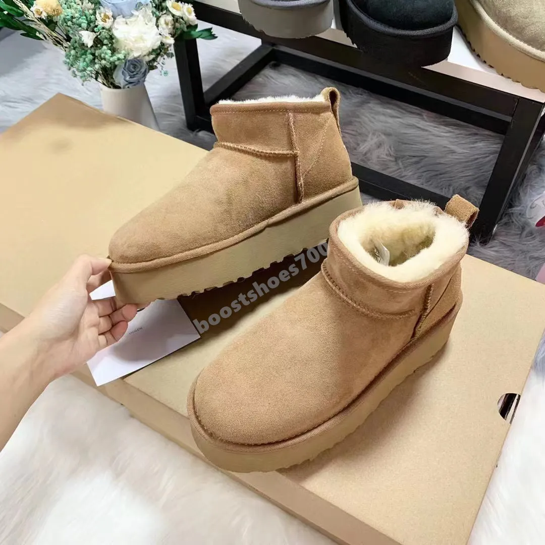 Australien kvinnor boot designer tasman snö vinter fårskinn stövlar mode damer tazzplattform päls tofflor kvinnor klassiska ultra mini mocka ull fotledstövlar US 4-13