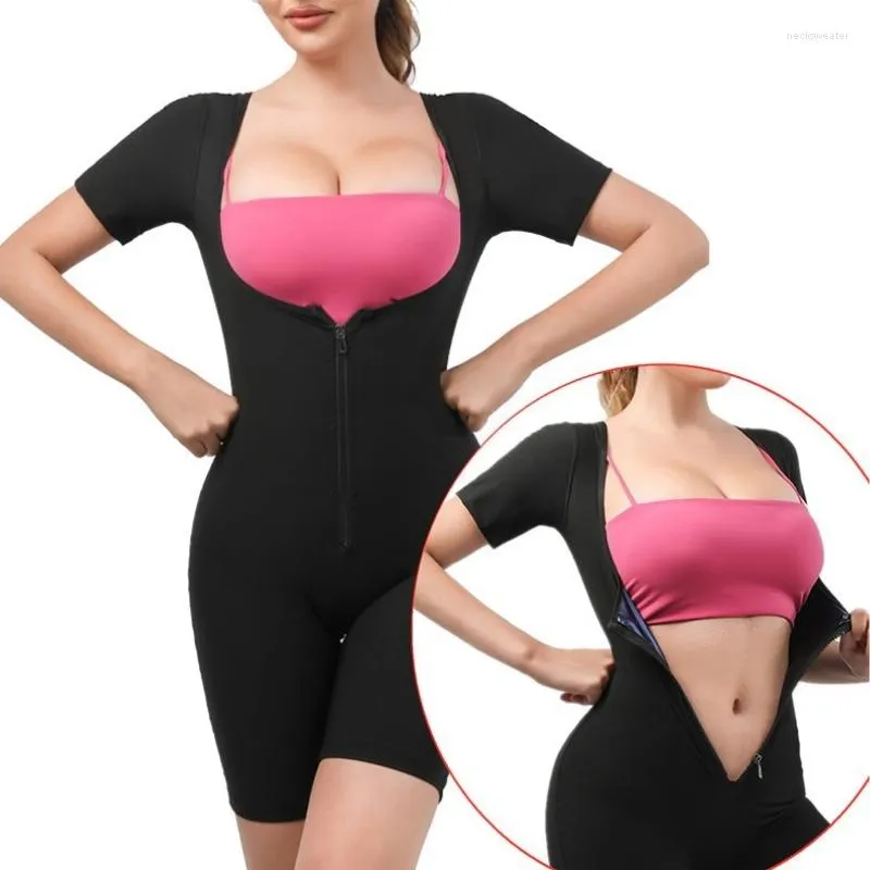 Womens Silver Ion Coated Sauna Compression Shapewear Bodysuit For