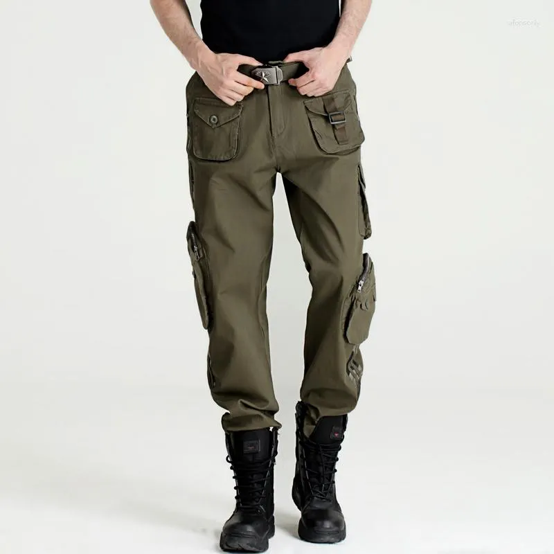 Erkek pantolon açık çok cepli tulumlar dört mevsim bol düz bacak kamuflaj spor dağcılık ordusu gündelik