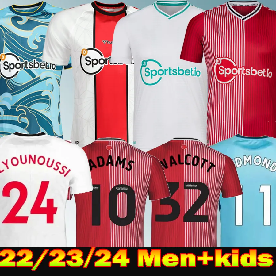 23/24 Aribo 7 Soccer Jerseys Redmond 2023 2024 Ward-Prowse elyounoussi Armstrong Romeu Aribo Southamptons Thailand White Blue Men Kids Kids Football Shirt