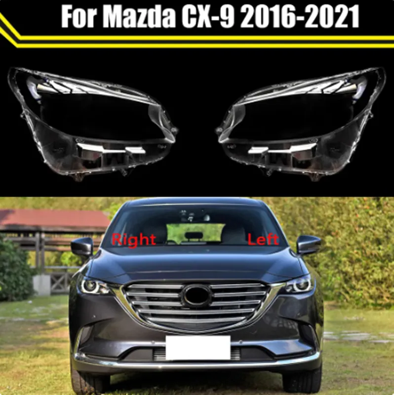 Bilstrålkastare för Mazda CX-9 2016-2021 Auto Headlamp Caps Lampshade Lampcover Head Lamp Light Cover Glass Lens Shell