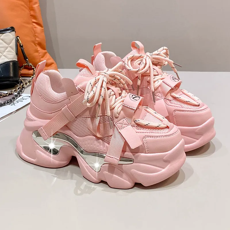 Dress Shoe Platforme Sneakers 6 cm Sping oddychający siatka Chunky Casual Dad Sports Wulcanized Woman Kolorowa kobieta 230725