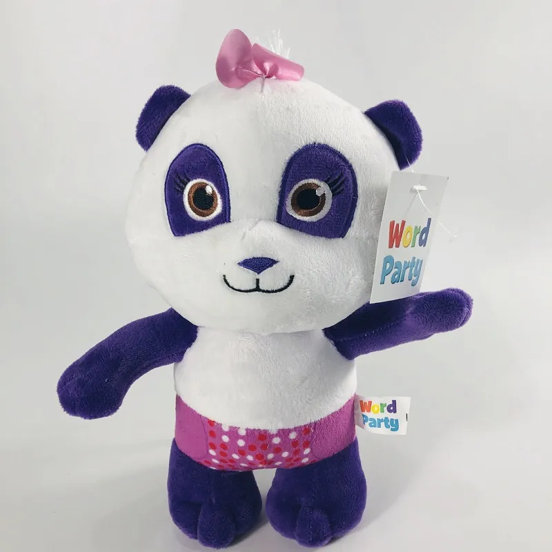 Factory wholesale 25cm 4 styles Word Party plush toy animation panda kangaroo cheetah elephant stuffed animal gift for children