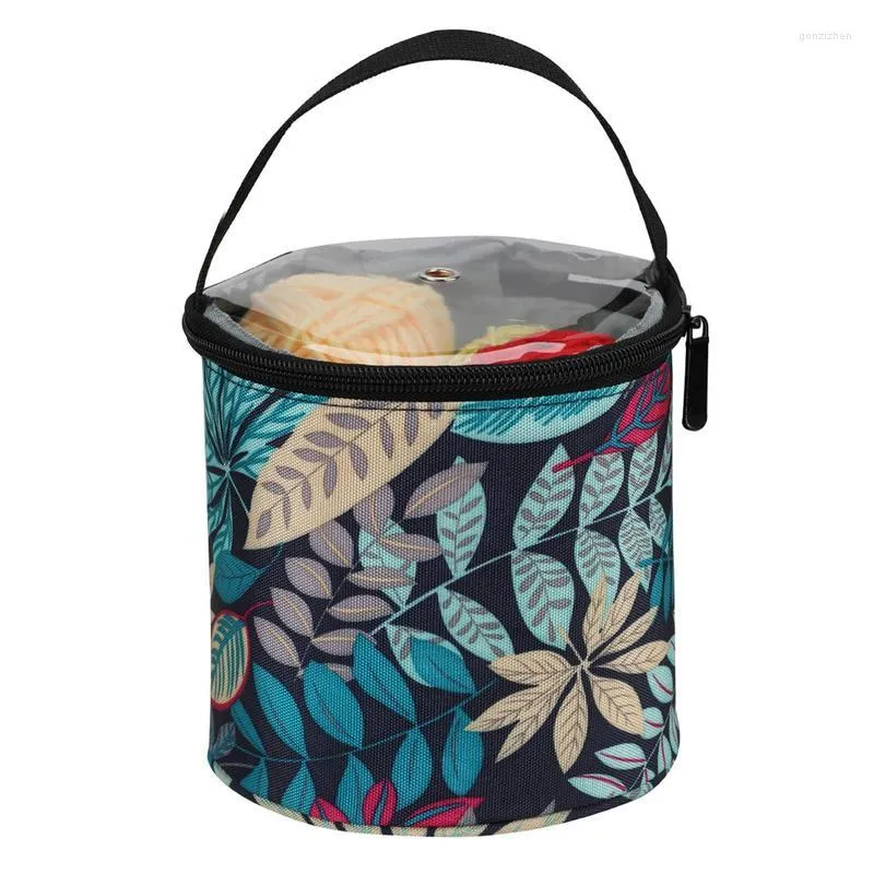 Storage Bags Yarn Organizer Kitchen Basket With Handle Portable Knitting Bag Foldable Seagrass Straw Hanging Woven