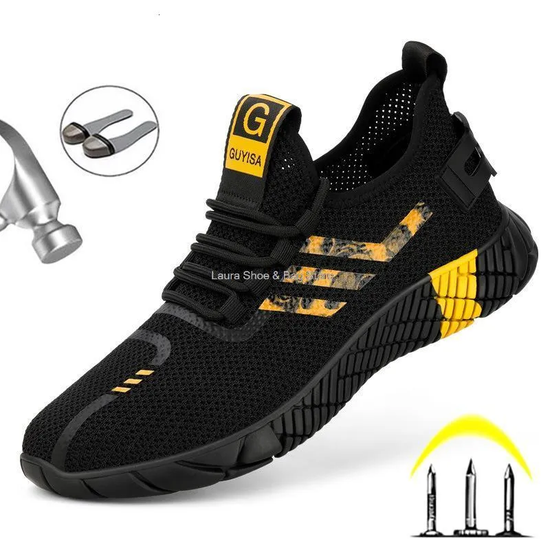 Sapatos sociais design de trabalho de segurança para homens botas de biqueira de aço antiesmagamento tênis de construção masculino 230725