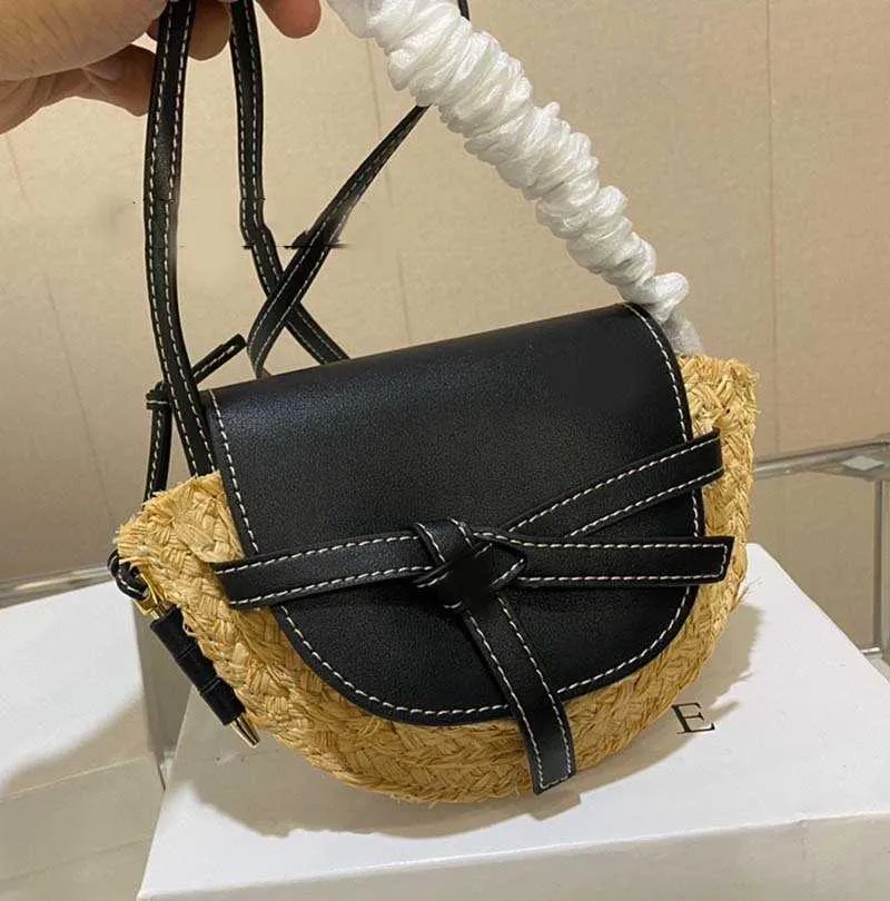 Halm handgjorda vävda raffia sadel axelväska crossbody märkt design plånbok budbärare purs 230725