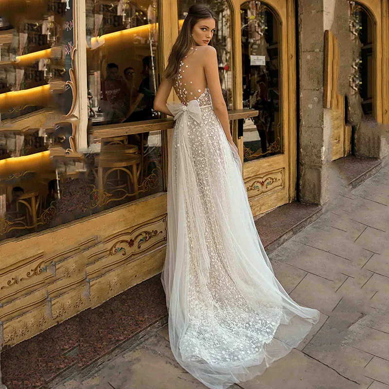 chinese dress ladies 2023 Spring Wedding Dress with Lace Bow Back – loveangeldress main image 1