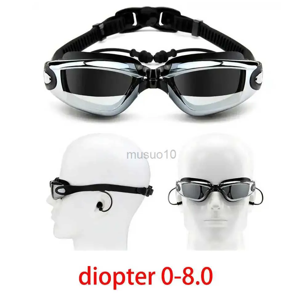 Lunettes Adulte Myopie Lunettes De Natation Bouchon D'oreille Anti Brouillard HD Professionnel Lunettes De Natation Hommes Femmes Optique Étanche Lunettes En Gros HKD230725