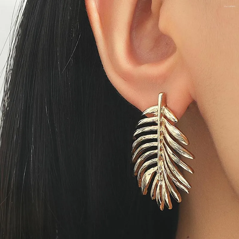 Stud Earrings Boho Summer Big Statement Palm Leaf Holiday Hawaii Style Punk Gold Color Plant Ear Jewelry For Women Aretes