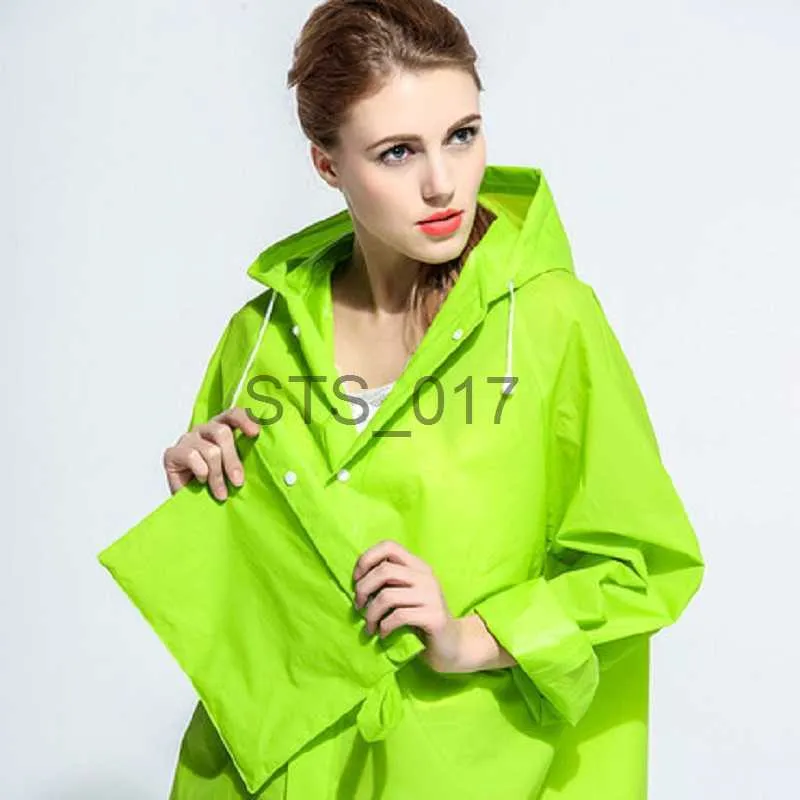 Impermeabili New Eco-friendly impermeabile verde gelatina EVA trasparente giacca a vento uomo e donna impermeabile con cappuccio impermeabile esterno poncho x0724