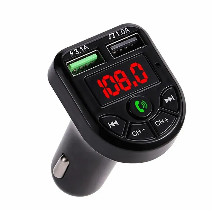 BTE5 Bluetooth Car Kit MP3 Player FM Transmitter Modulator Dual Plug USB Com Pacote de Varejo