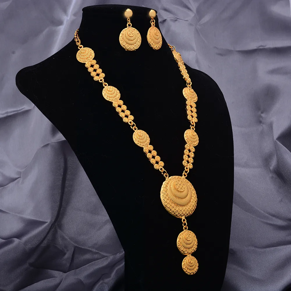 Amazon.com: Indian Dubai Gold Necklace Set 24K Gold Plated Rhinestone  Flowers Necklace/Earring/Ring/Bracelet Bangle Jewelry Set African Wedding  Bridal Gifts: Clothing, Shoes & Jewelry