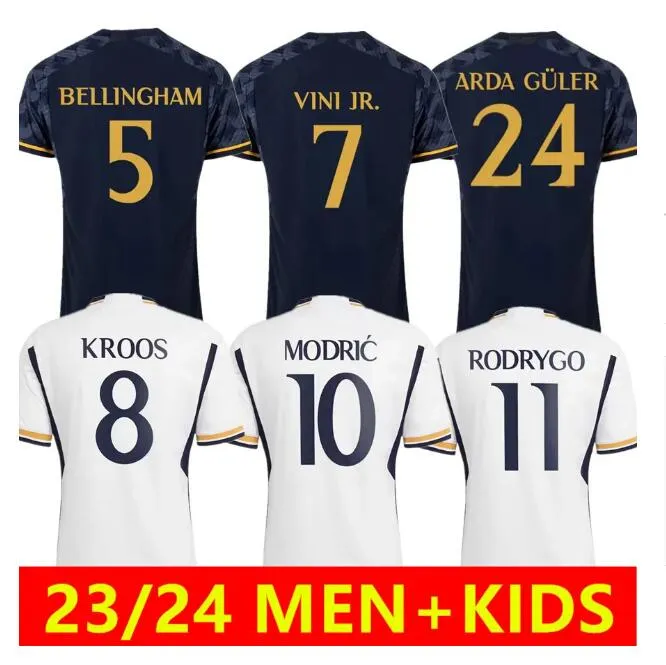 Mannen KIDS 2023 2024 Voetbalkits Vini Jr Modric Soccer Jerseys 23/24 Camiseta de Futbol Kroos Bellingham Camavinga Valverde Rodrygo Alaba Kid Footbal Kit