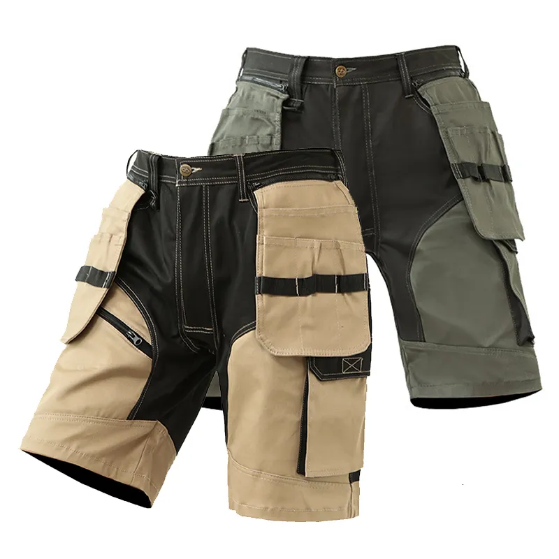 Shorts masculinos para trabalho masculino com bolsos multifuncionais para serviço pesado 230725