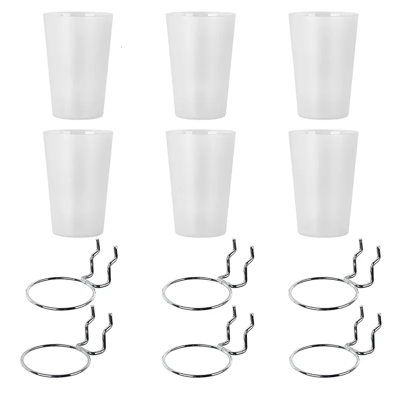 Ganci rotaie 6 set bidoni a pegboard con anelli di tazza di tazza di tazza di tazza di tazza trasparente 230725