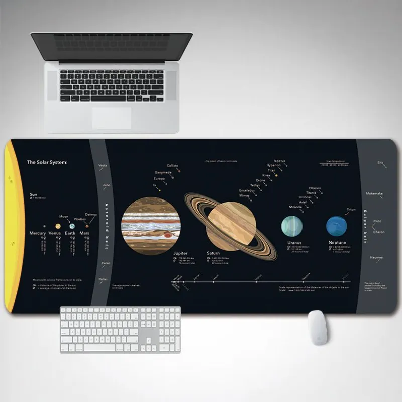 Mouse Pad Space Planet Game Desktop Computer Pad Stor gummi tangentbord Pad Computer Mouse Anti-Slip Design Lock Edge Pad