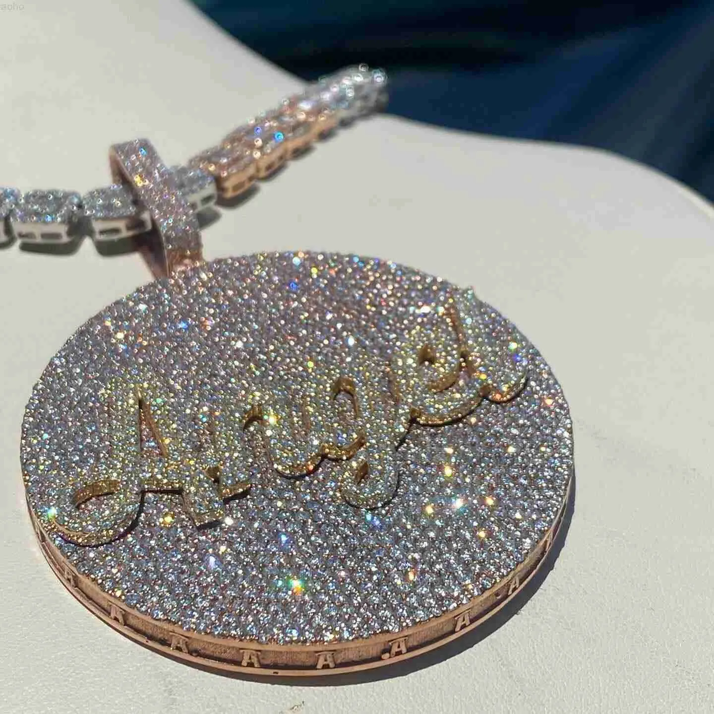 Anpassade smycken isade ut 3D -bokstaven Angel Design VVS Moissanite Pendant Hiphop