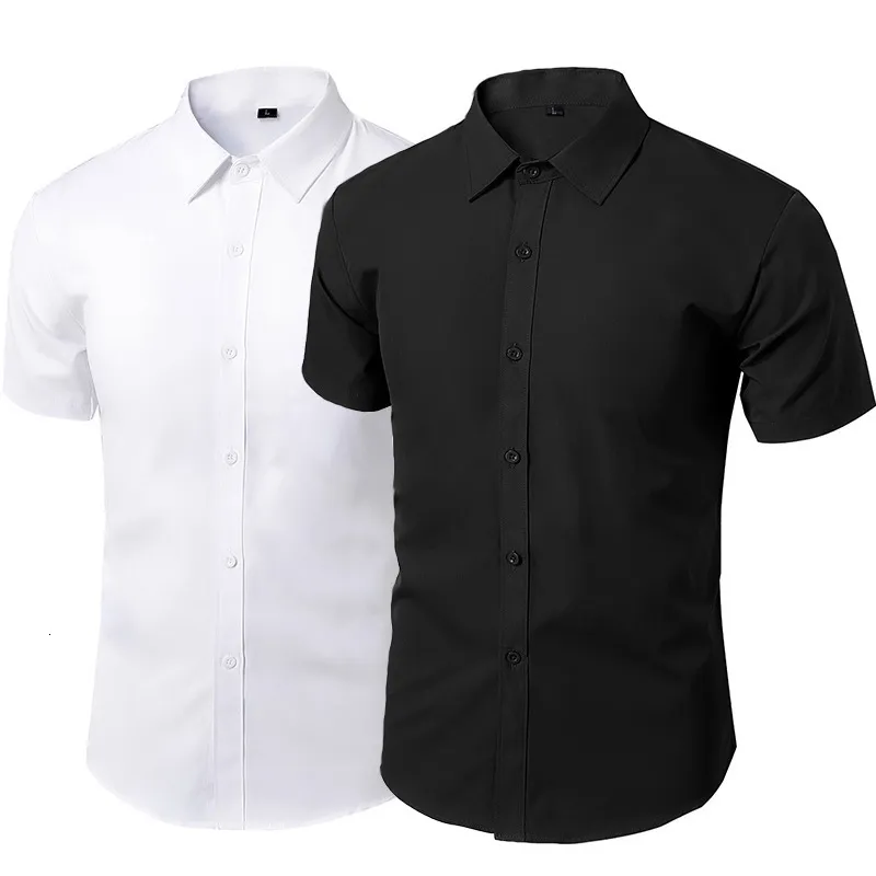 Camisas sociais masculinas Vestido primavera verão Camisas sociais masculinas Roupas de trabalho sem ferro Masculino Camisa de manga longa curta Roupas masculinas de marca branca 5XL Vintage 230724