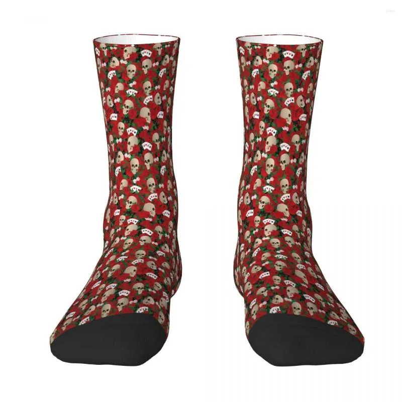 Herrstrumpor Skull Poker Pin Up Pinup Sock Men Kvinnor Polyester Strumpor Anpassningsbar design