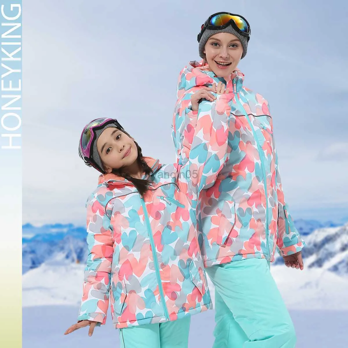 Manteau en duvet HONEYKING Enfants Ski Outwear Hiver Chaud Coupe-Vent Sports De Plein Air Neige Vestes Filles Snowboard Manteau Pour Ski Vêtements Équipement HKD230725