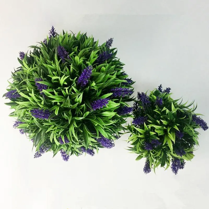 Dekorativa blommor Chzimade Artificial Purple Simulation Plant Lavender Hanging Topiary Ball Handikraft Väggdekor Plastblomma