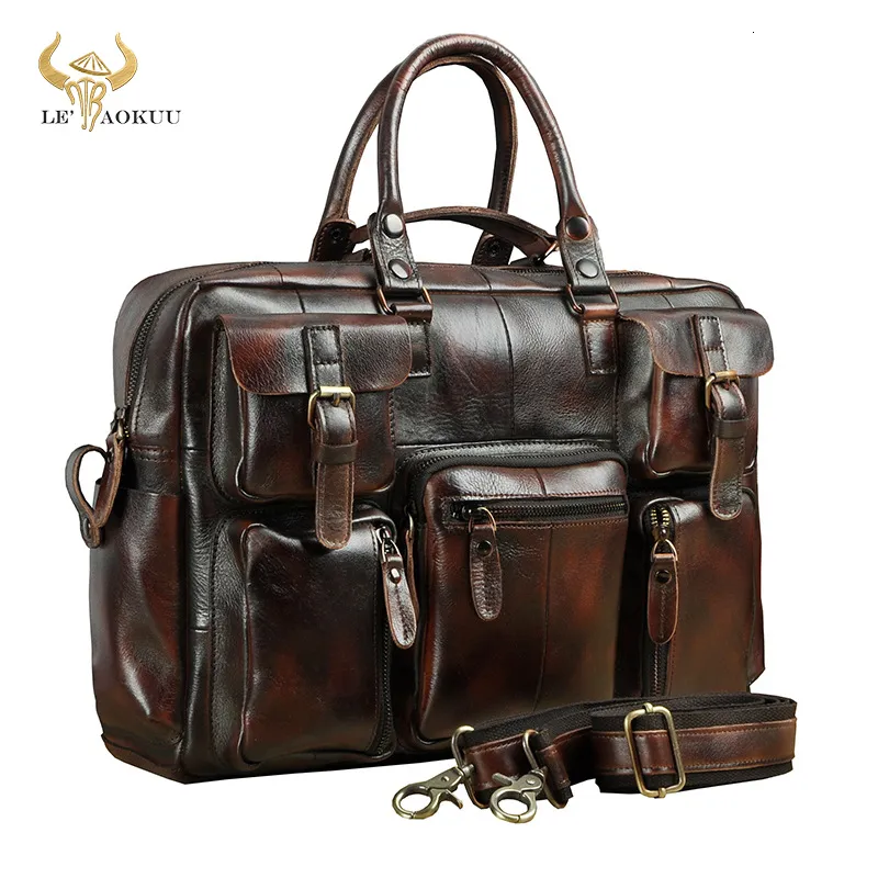 BRECHCASES ORIGINAL LEATHER MEN Fashion Handbag Business Portcase Commercial Document Laptop Case Design Male Attache Portfolio Bag 3061 Bu 230724