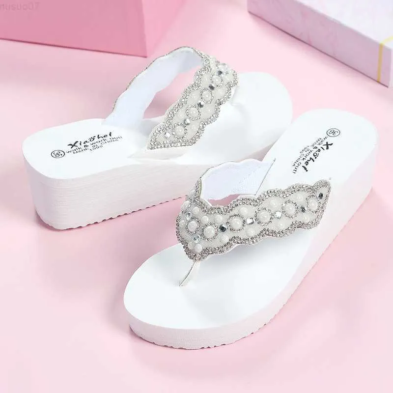 Slippers 2023 Juicy Lovers Brand Fashion Summer Wedges Slippers Flat Casual Beach Slipper Sandals White Black Outside Women Flip Flops L230725