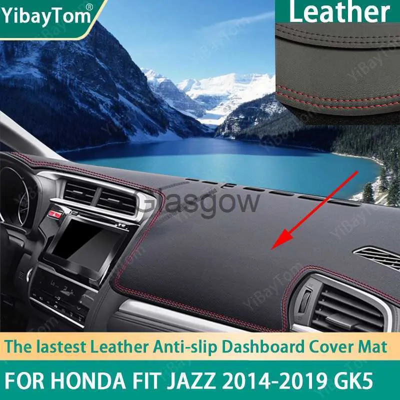 Car Sunshade PU Leather Dashboard Anitslip AntiUV Cover mat Protective Carpet For Honda Fit Jazz 20142019 GK5 Jazz SE Jazz VTiS Fit RS x0725