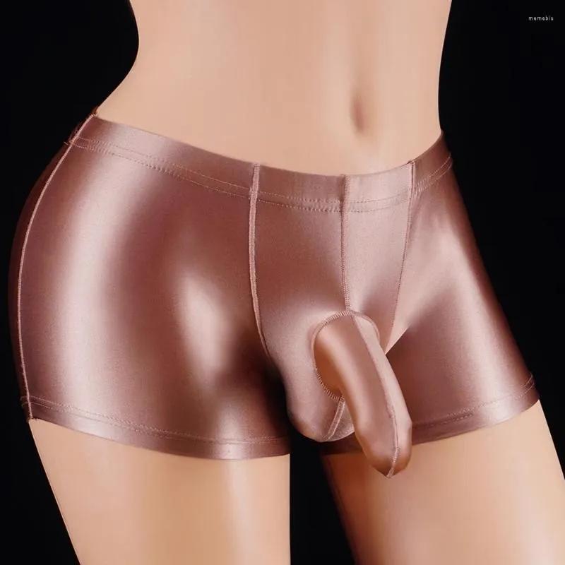 Men's Boxer Shorts Nylon Spandex Satin Smooth Underpants with Long Penis  Bulge Big Pouch Lingerie from Dhgate Underpants