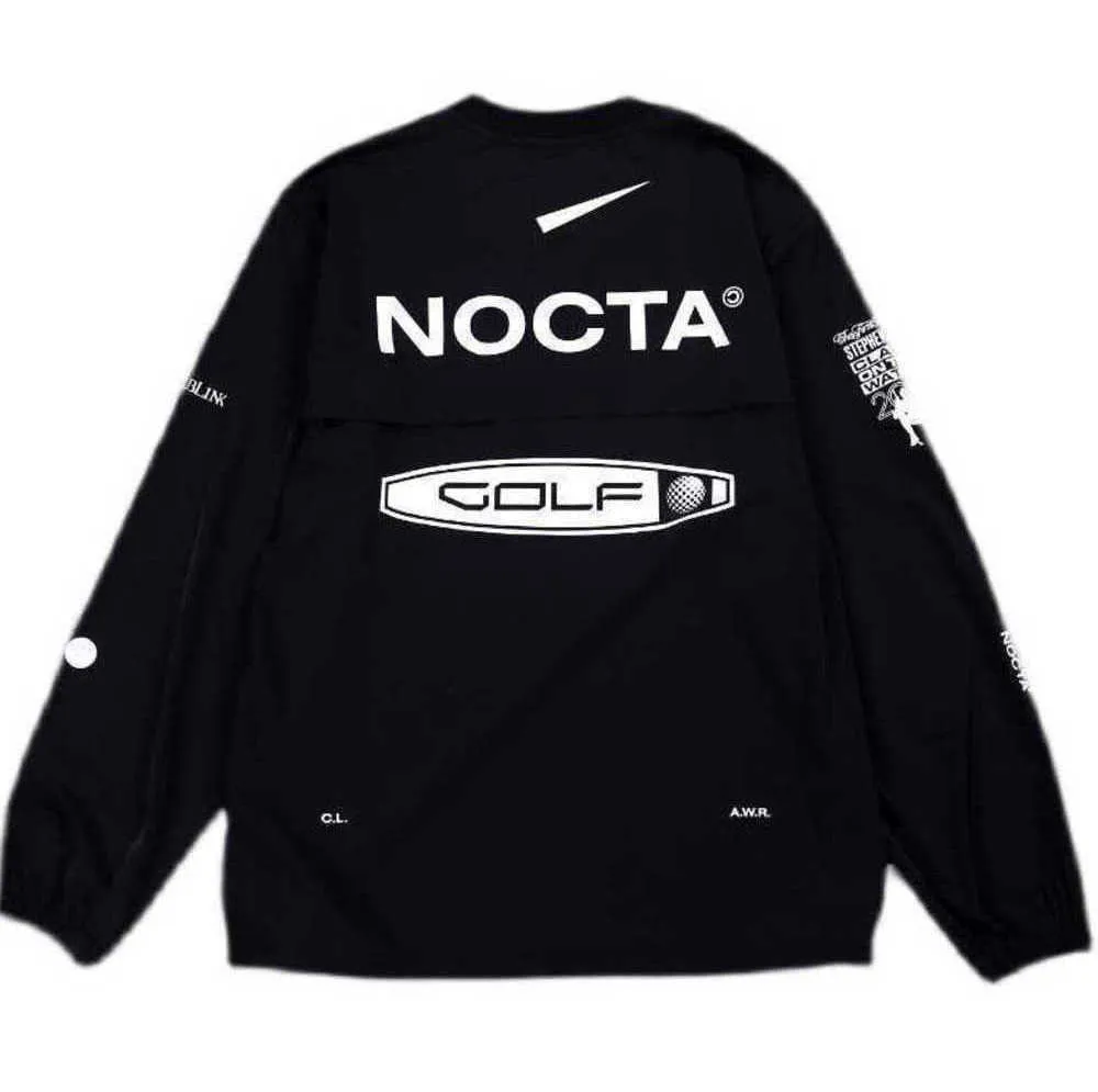 레저 디자인 후드 미국 버전 버전 Nocta Golf Co 브랜드 드로우 드로크 통기성 빠른 건조 레저 스포츠 티셔츠 긴 슬리브 라운드 목 조석 흐름 새로운 스타일