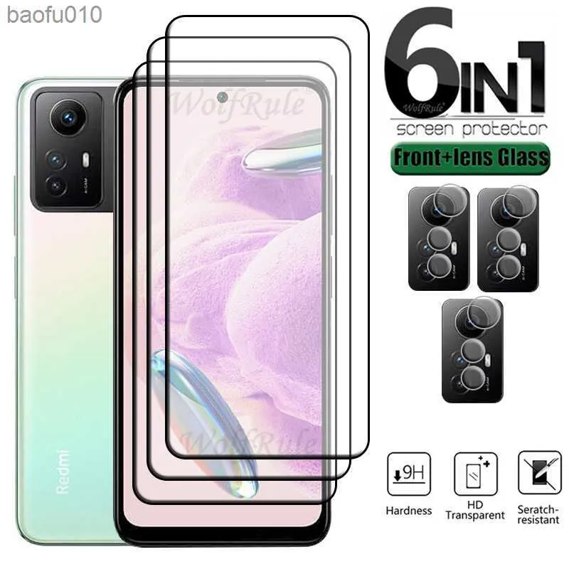 6-en-1 pour Redmi Note 12S verre Redmi Note 12S couverture complète colle HD 9H protecteur d'écran de téléphone pour Xiaomi Redmi Note 12S lentille verre L230619