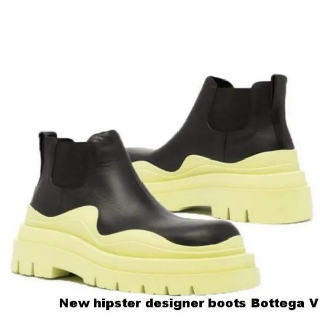 Black Women Man BOTTEGA boots luxury Tire Lean Leather Chelsea Women's booties Men Lug platform chunky shoes lady Knight low top boots designer boot 35--45 AAACCDDD