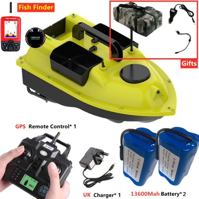 Electric/RC Boats 16 Point GPS Bait Boat 3 Hoppers 500M 2KG Load