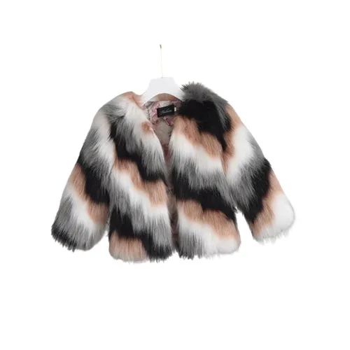 Winter coat for kids Kid039s multicolor faux fur jacket Baby girl glam faux fur coat Girls coat LJ2011303906741