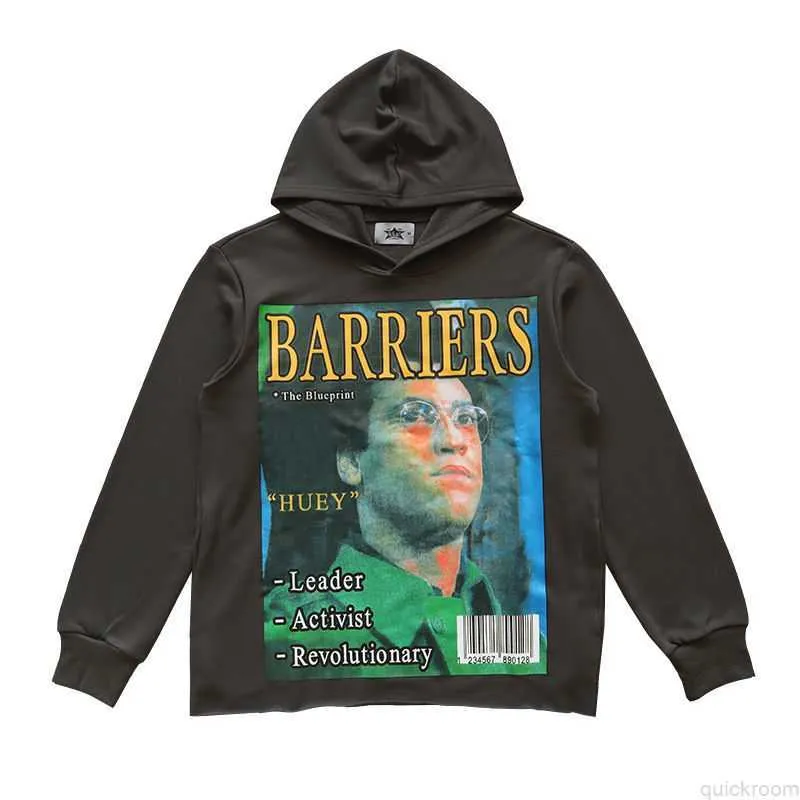 Projektant Fashion Clothing Męskie bluzy Bluzy Bluzy Young Thug Star Barriers Huey Newton Hoodie Męskie i damskie sweter z kapturem