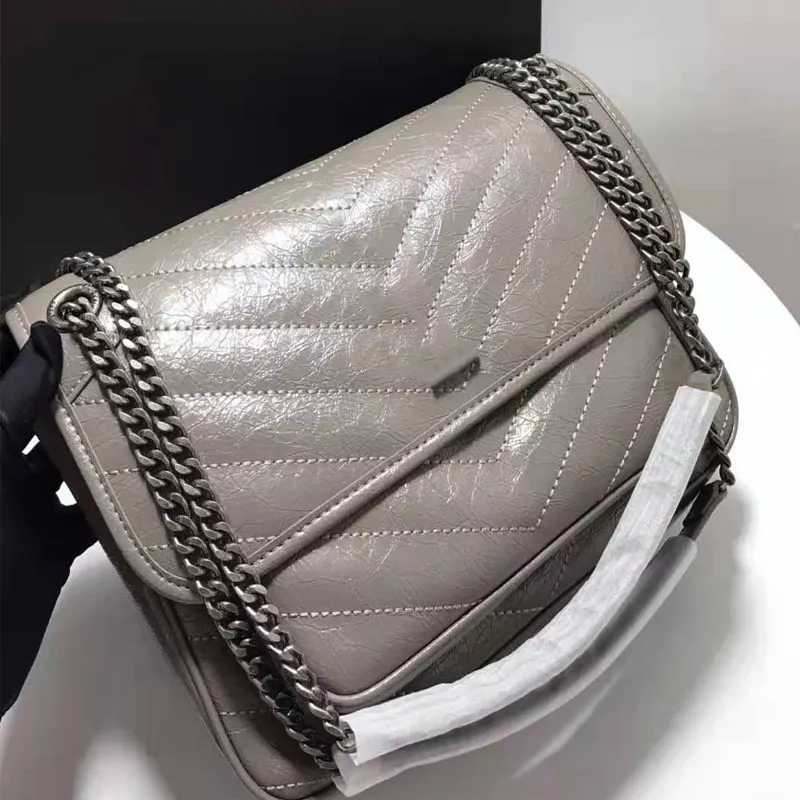 İthal kırışıklık yağı balmumu niki alışveriş çantası kadın tüm siyah postacı omuz çantaları moda tasarım crossbody cüzdan bayanlar tote çanta 33cm