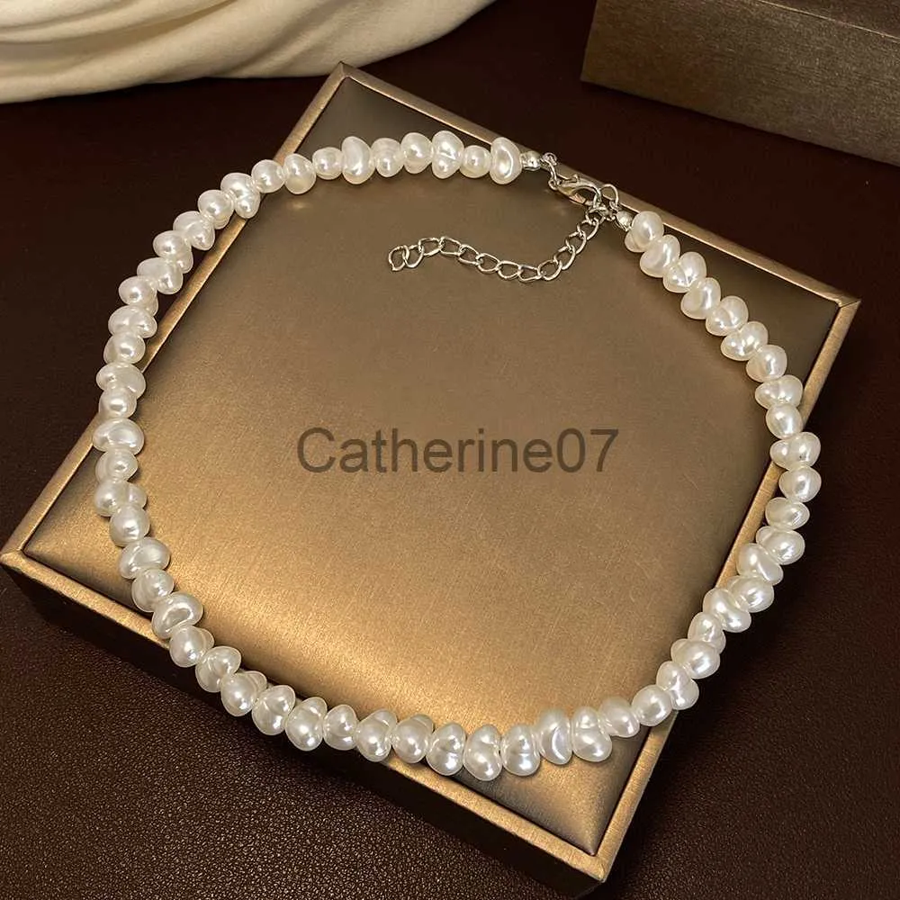 Pendant Necklaces Jewelry New Trendy Irregular Imitation Pearl Necklace Temperament Simple Handmade Strand Bead Necklace For Men Jewelry Gift J230725