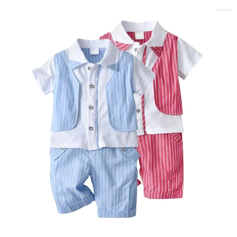 Ensembles de vêtements bébé garçons Gentleman tenues costumes printemps et automne enfants chemise pantalon 2 pièces costume Boutique enfants