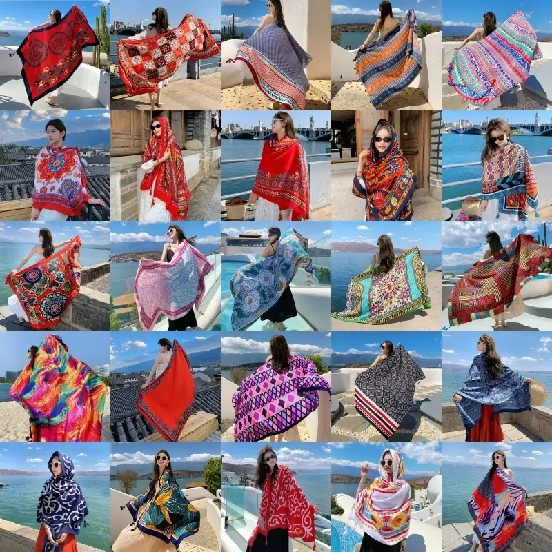 Sarongs 28 styles of 90x180cm travel beach sunscreen scarf bikini large shawl sarong bag scarf Brazilian women's swimsuit 230725