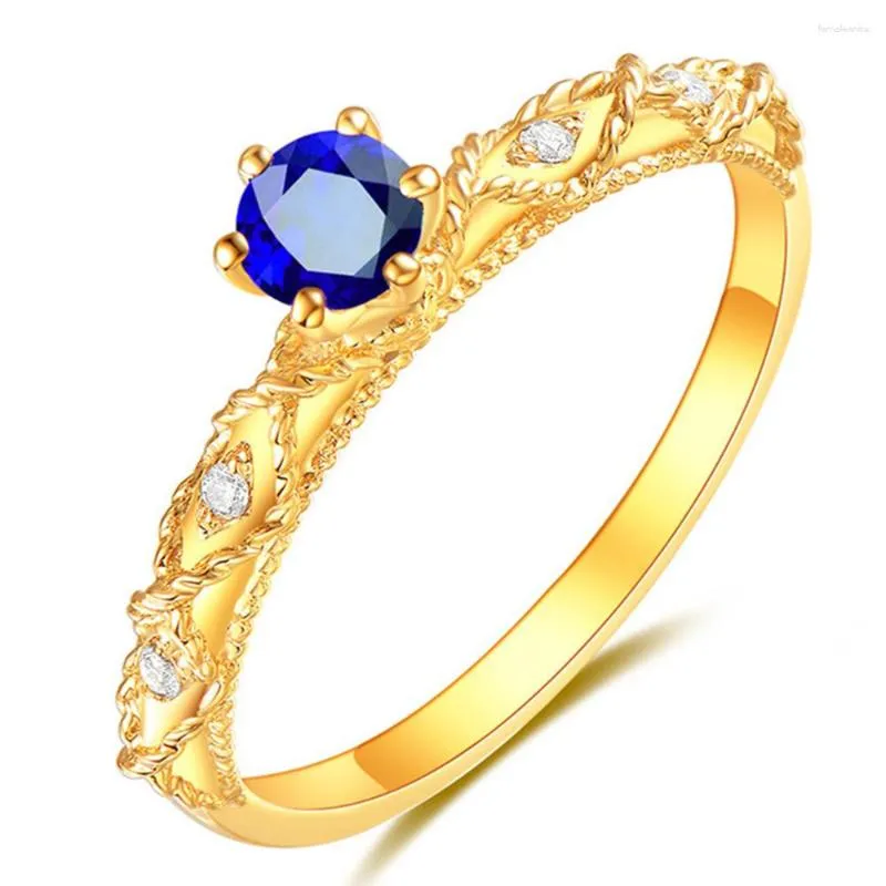 Pierścienie klastrowe szafirowe szmaragdowe szlachetne szlachetki niebieski czerwony kryształ dla kobiet femme 18K Złoty kolor cyrkon Diamonds Bijoux Anillos
