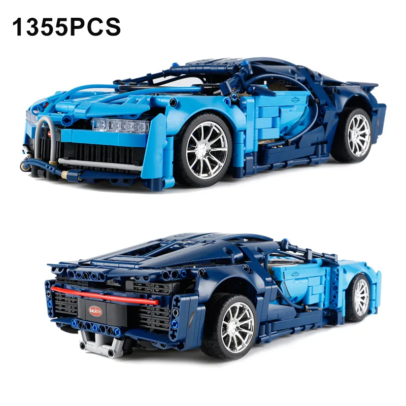 Blocks 1355PCSHightech Racing Sports car Bugatti creates expert building blocks famous racing models childrens toys 230725