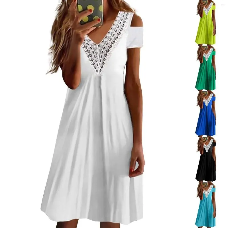 Повседневные платья v-образные женские кружевные платье с коротки