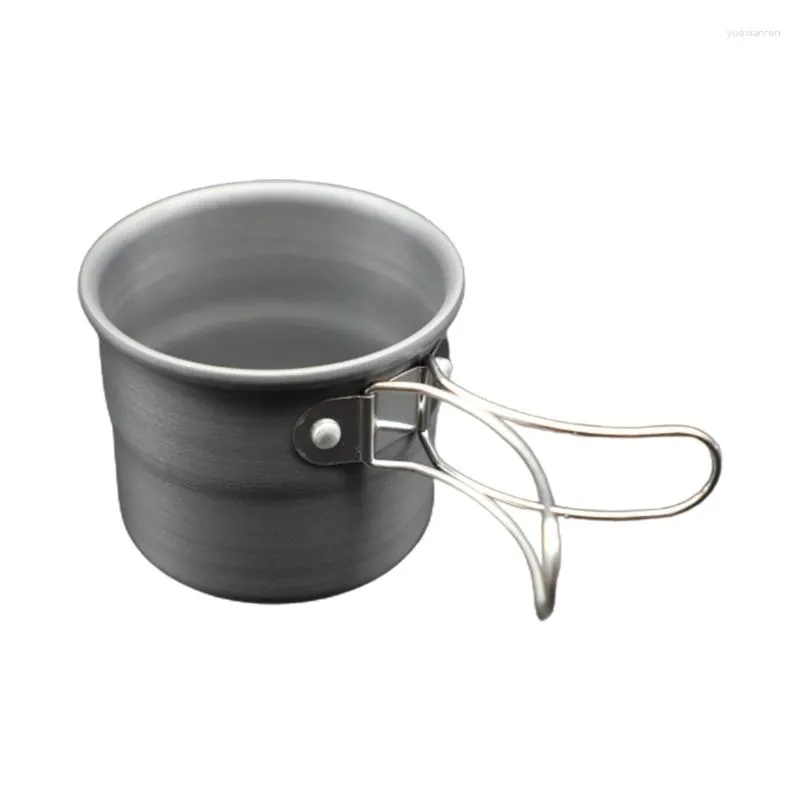 Cups Saucers Aluminum Alloy Cup With Foldable Handle Cookware Coffee Mug Portable Camping