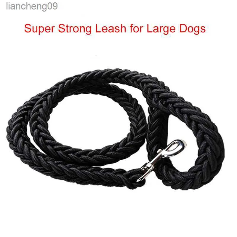 130 cm L/XL Super Strong grov Nylon Dog Leash Army Green Canvas Dubbelrad Justerbar hundkrage för medelstora stora hundar L230620