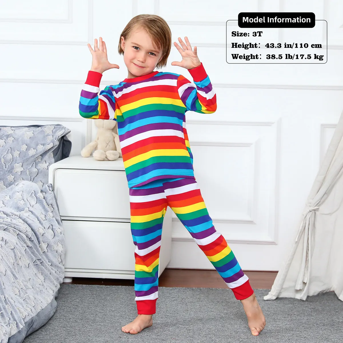 Rainbow pajamas kids hotsell