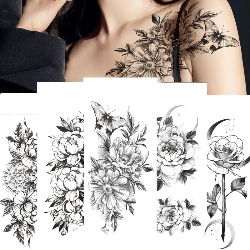 Tattoo Sticker Flower Butterfly Femme Temporary Sleeve Tattoo Waterproof Sexy Body Art Fashion