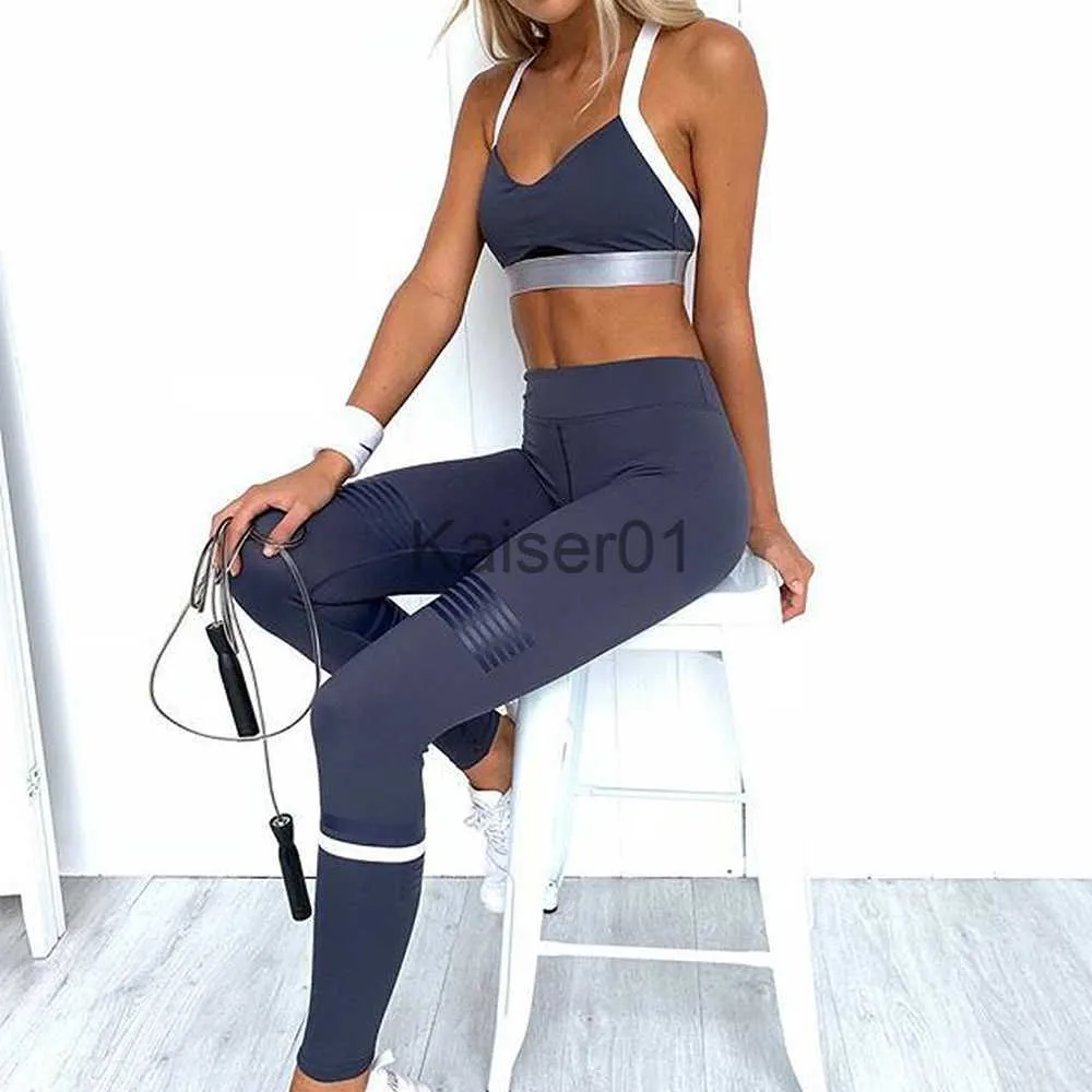 Yoga Kıyafetleri 2023 Kadın Spor Giyim Yoga Setleri 2 Parça Sport Sutuk Taytlar Spor Takım Salonu Egzersiz Seti Kadın Giyim Fitness Yoga Giyim X0724