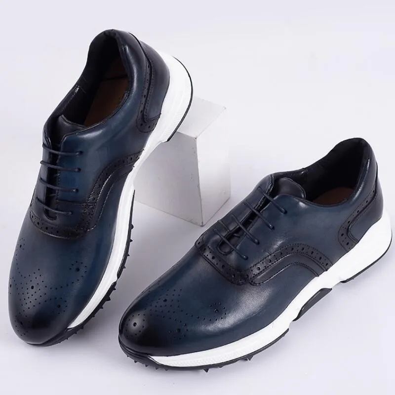 Men's Genuine Cow Leather Casual Shoes 39-46 Size Black Blue Sneaker Lace Up Breathable Travel Fashion Daily Shoes for Men a26